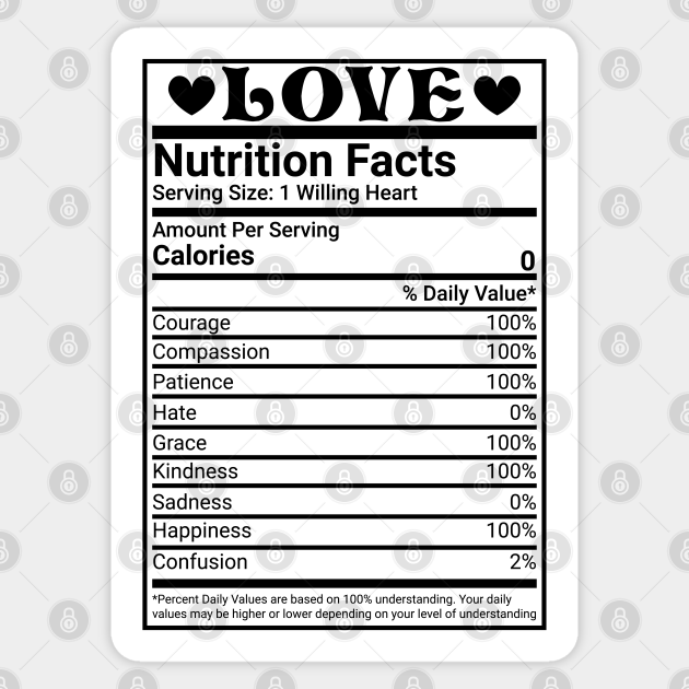 Love Nutrition Facts Funny Valentines Day themed design Valentines